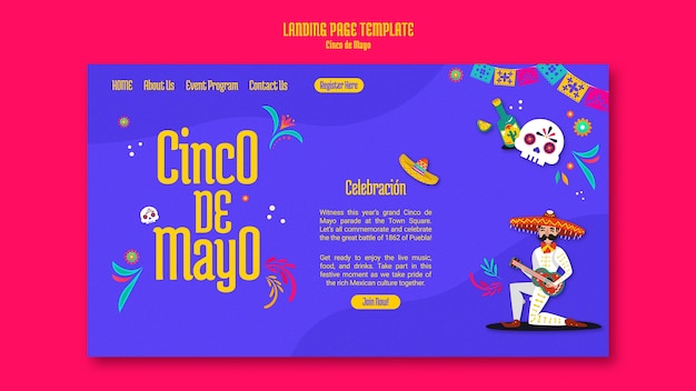 Free PSD cinco de mayo landing page template