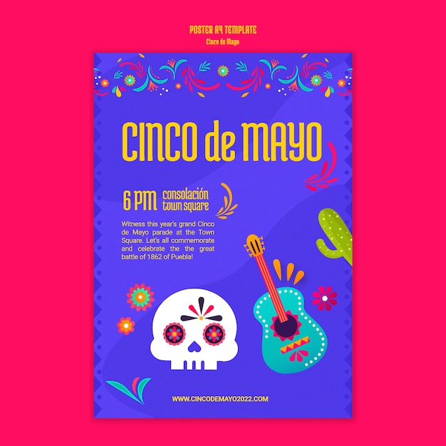 Free PSD cinco de mayo poster a4 template