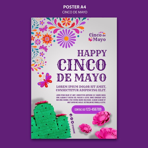 Cinco de mayo realistic poster template