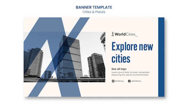 Free PSD cities and places banner template