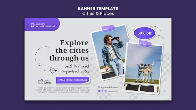 Free PSD cities and places banner template