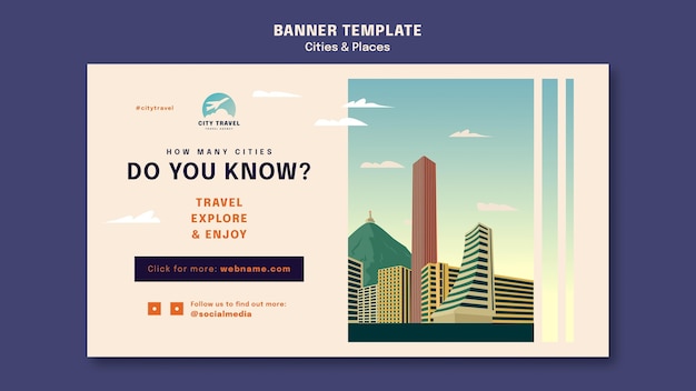 Cities and places banner template