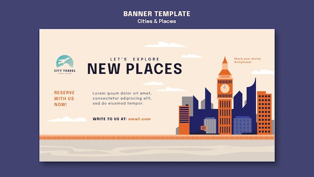 Free PSD cities and places banner template