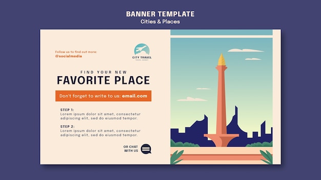 Free PSD cities and places banner template