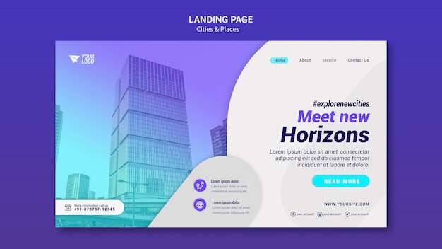 Free PSD cities and places landing page template