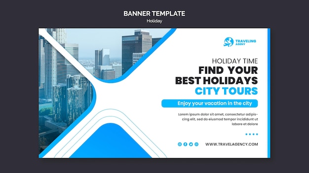 City holiday horizontal banner template