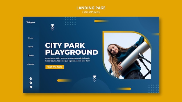 Free PSD city park landing page template