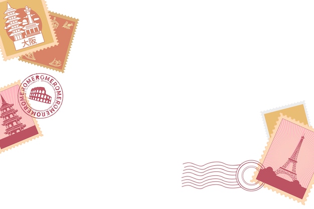 Free PSD city post stamp  isolated