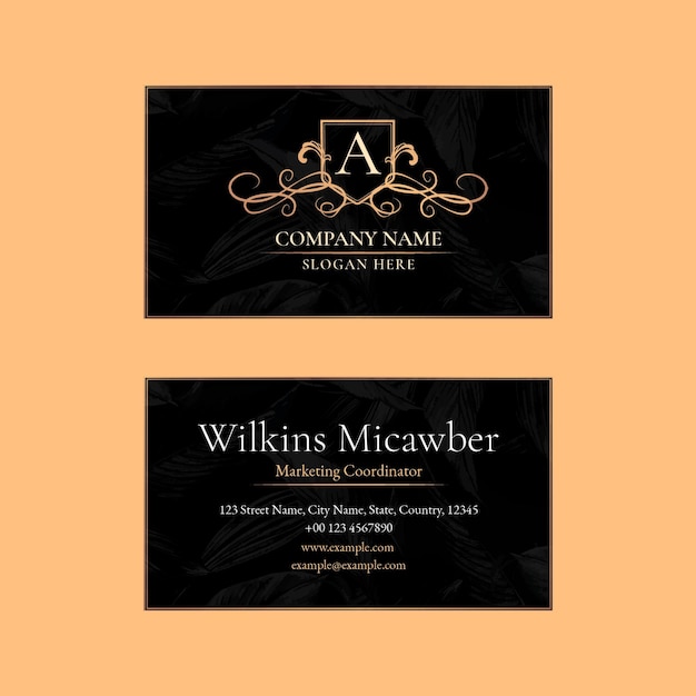 Free PSD classy business card template psd with vintage ornaments