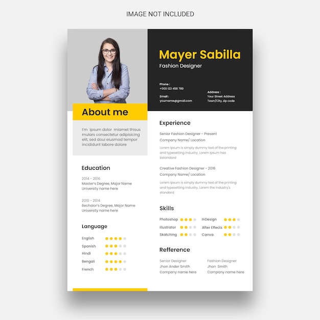 Free PSD clean & minimal resume or cv design template