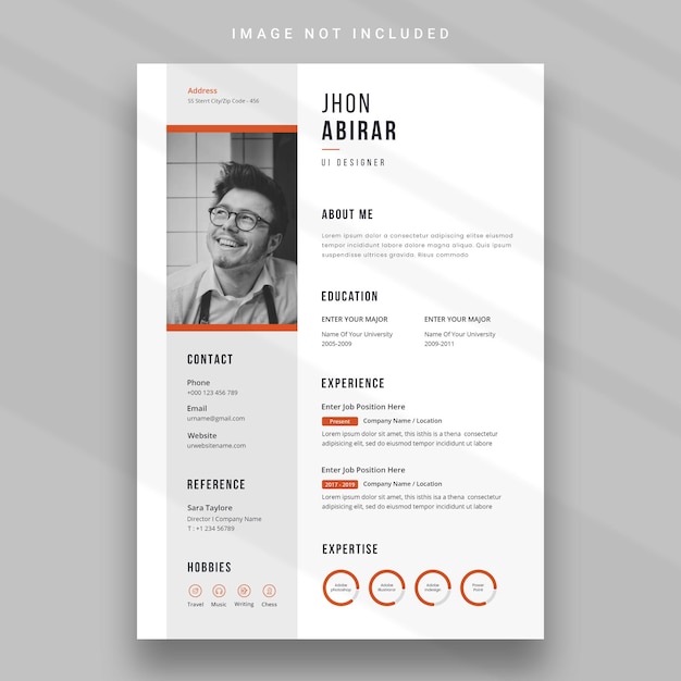 Free PSD clean  modern resume or cv template