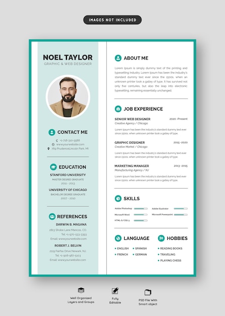 Clean and modern resume portfolio or cv template