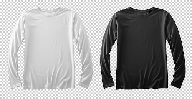 clean white and black long sleeve tshirt isolated on background