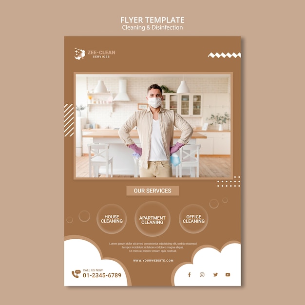 Free PSD cleaning and disinfection flyer template