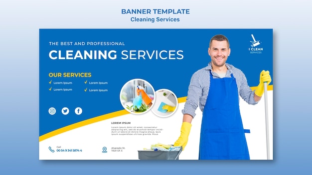 Cleaning service concept banner template