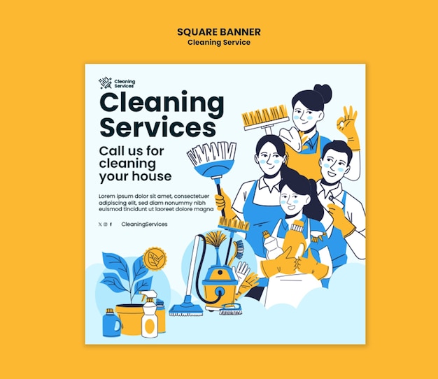 Free PSD cleaning services template design