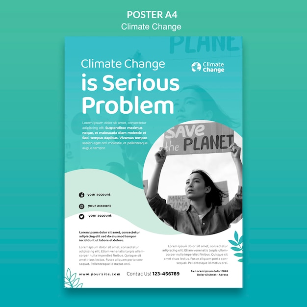 Climate change problem poster template