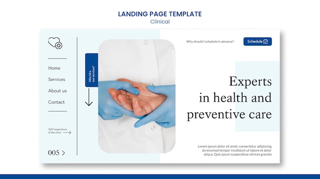 Free PSD clinical landing page template with photo