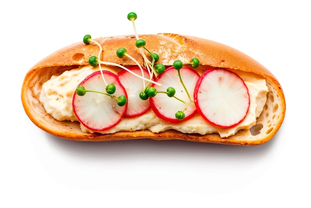 Free PSD close up on appetizing italian sandwich