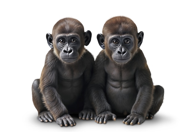 Free PSD close up on baby great ape isolated