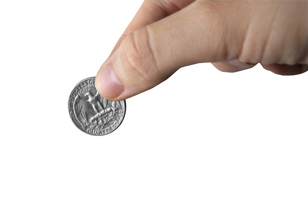 Free PSD close up on coins isolated