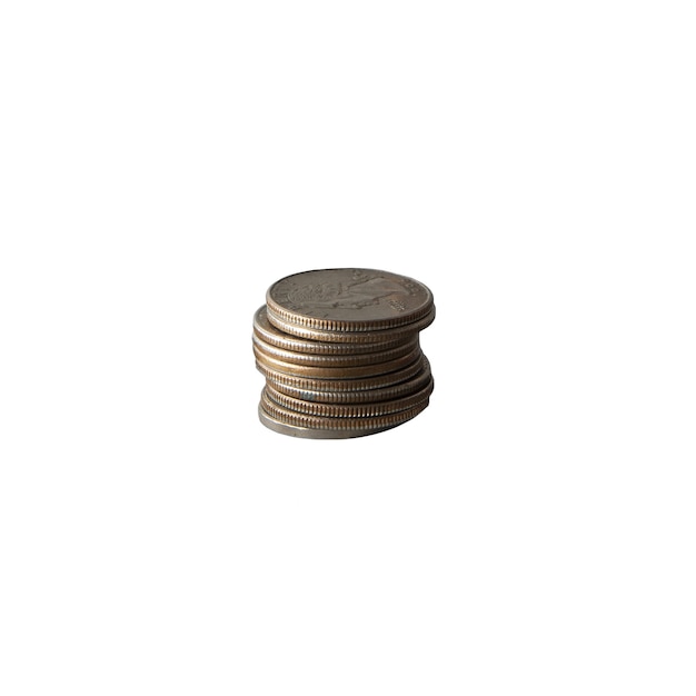 Free PSD close up on coins isolated