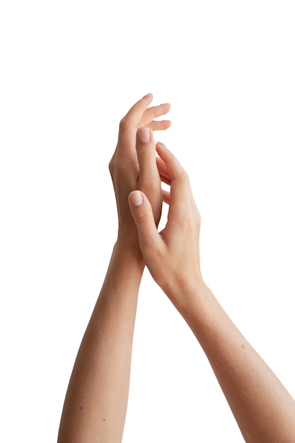 Free PSD close up on delicate hands gesturing