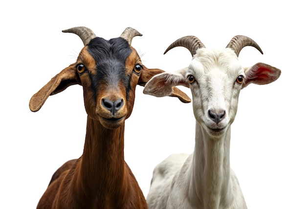 Free PSD close up on goats isolated