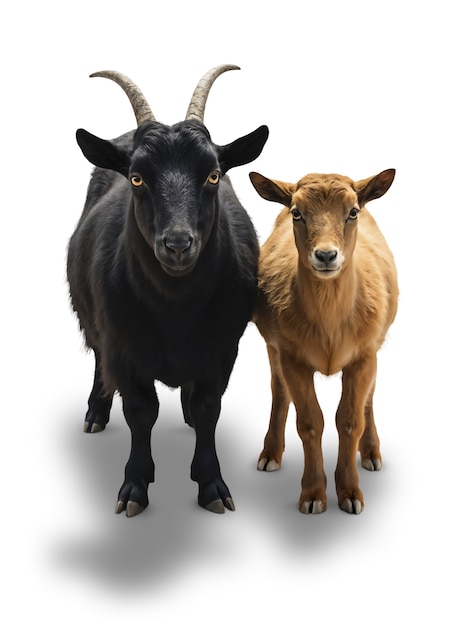 Free PSD close up on goats isolated