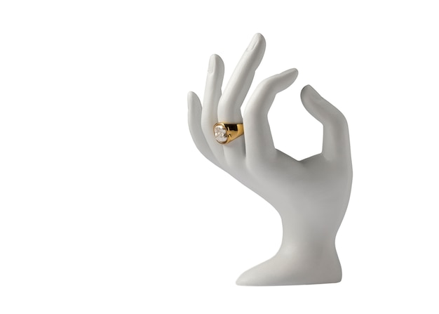 Free PSD close up on golden ring on mannequin hand