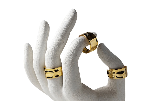 Free PSD close up on golden ring on mannequin hand