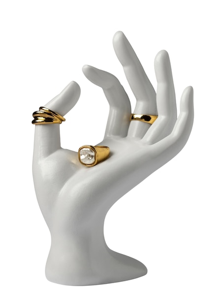 Free PSD close up on golden ring on mannequin hand