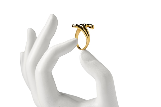 Free PSD close up on golden ring on mannequin hand