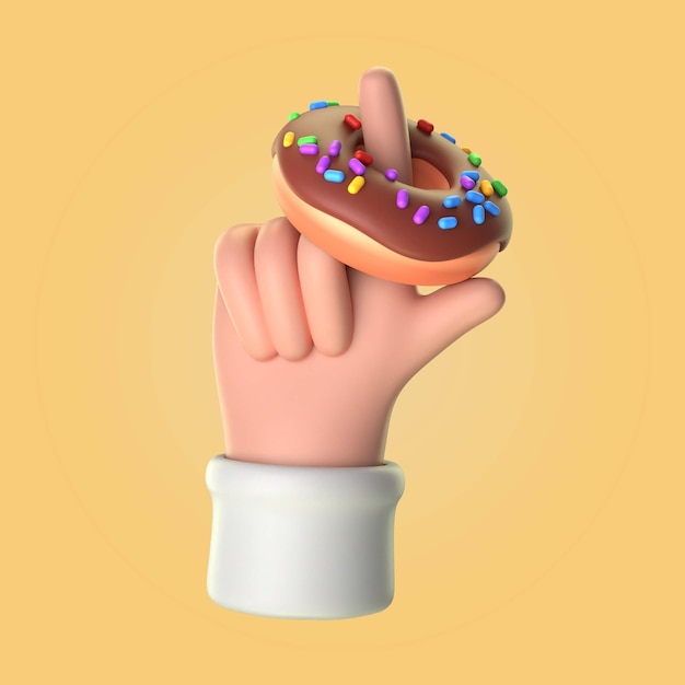 Close up on hand with donut