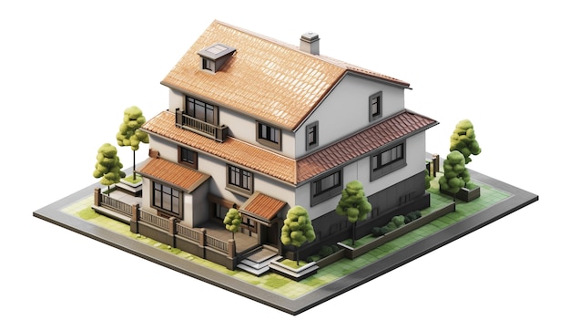 Free PSD close up house isolated