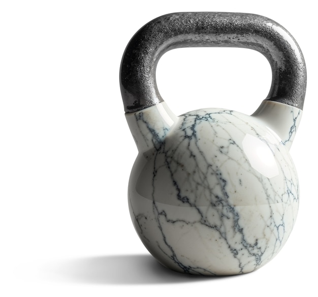 Free PSD close up on marble kettlebell