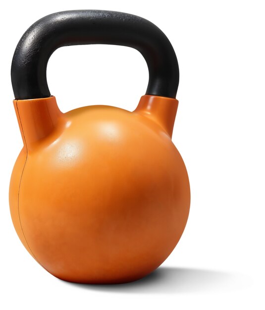 Free PSD close up on orange kettlebell