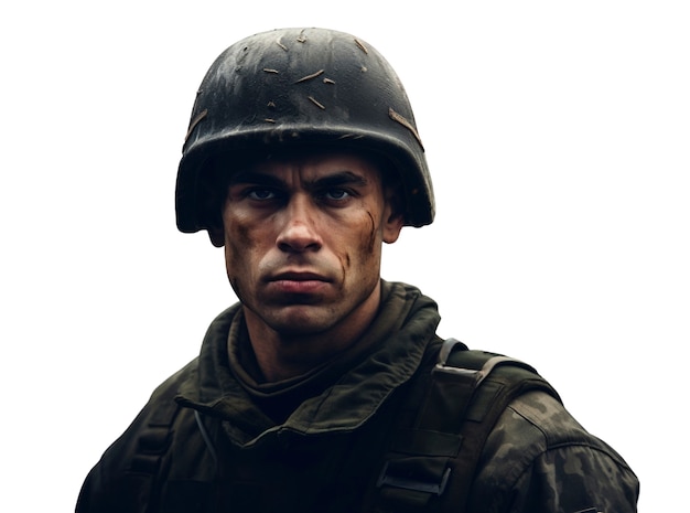 Free PSD close up on soldier portrait