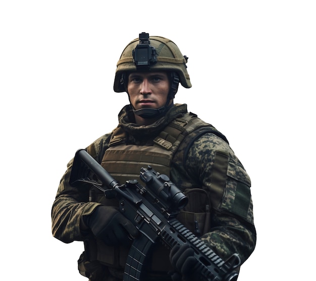 Free PSD close up on soldier portrait