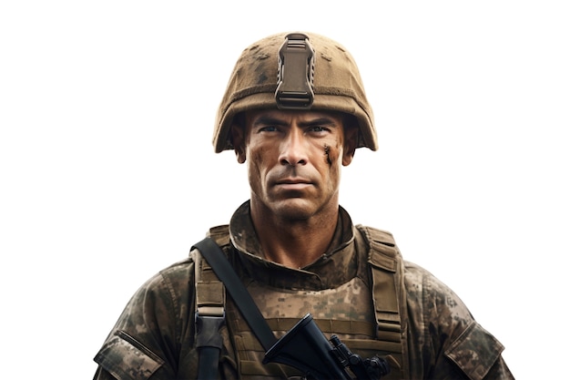 Free PSD close up on soldier portrait