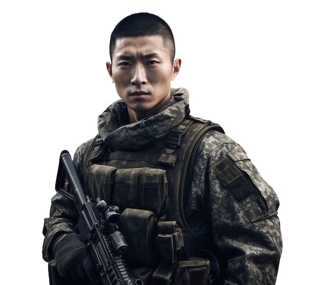 Free PSD close up on soldier portrait