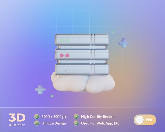 Free PSD cloud storage server 3d illustration