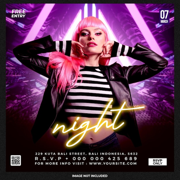 Free PSD club dj party flyer social media post