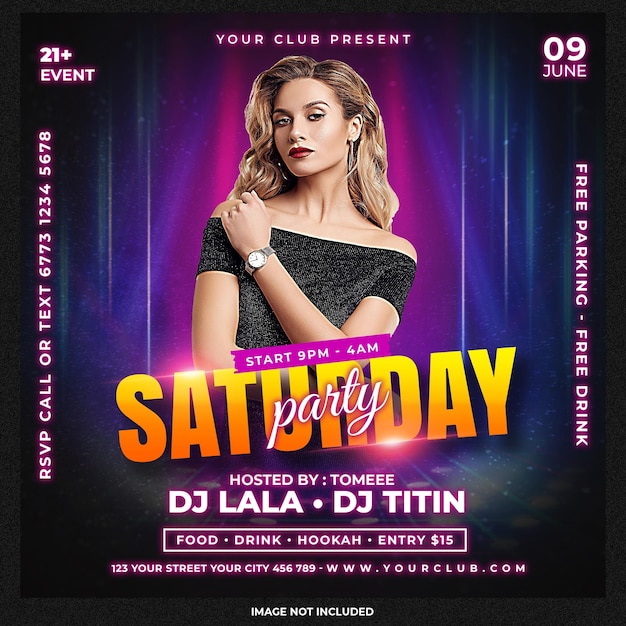 Club dj party flyer social media post