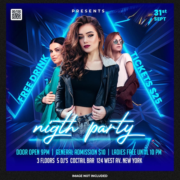 Club dj party flyer social media post