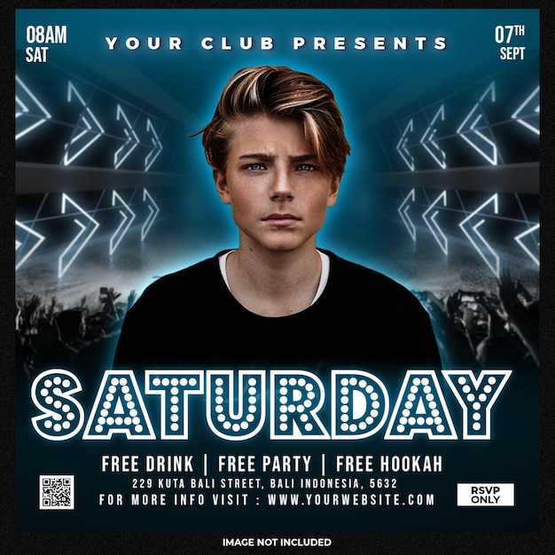 Club dj party flyer social media post