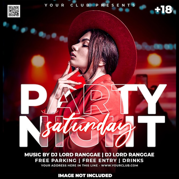 Free PSD club dj party time flyer social media post