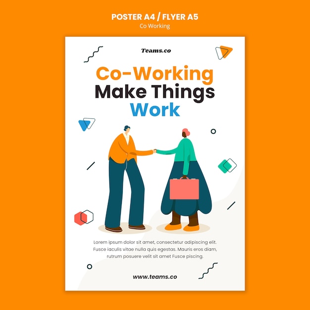 Free PSD co-working concept poster template