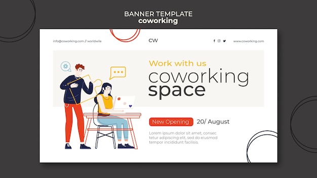 Co-working horizontal banner template