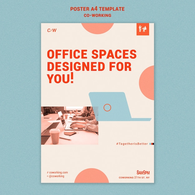 Free PSD co-working horizontal print template